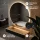 Table console AMYRA 100 cm en chêne doré / noir avec miroir LED NOVA 100 cm