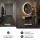 Table console AMYRA 100 cm en chêne doré / noir avec miroir LED NOVA 80 cm
