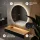 Table console AMYRA 100 cm en chêne doré / noir avec miroir LED NOVA 80 cm
