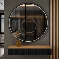 Mesa consola AMYRA de 100 cm en roble dorado / negro con...