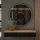 Table console AMYRA 100 cm en chêne doré / noir avec miroir LED VELUNA 80 cm