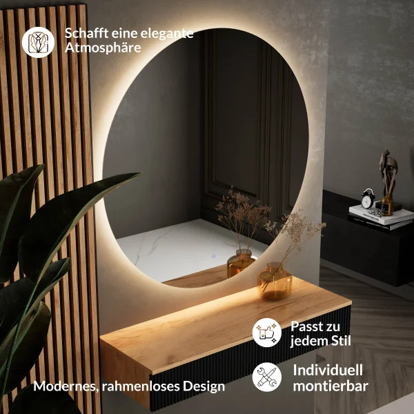 Wandspiegel NOVA rund 100 cm mit LED Beleuchtung
