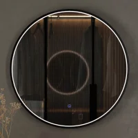 Miroir mural VELUNA rond, 80 cm, cadre avec...