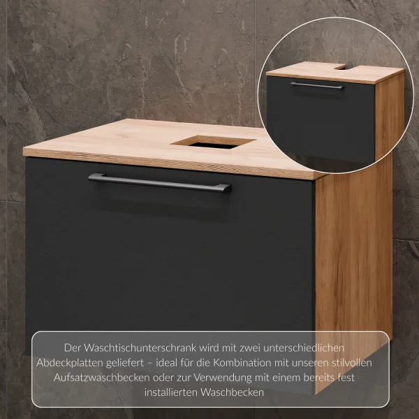 ASTRA Waschtischunterschrank 60 cm mit Midischrank und LED Spiegel
