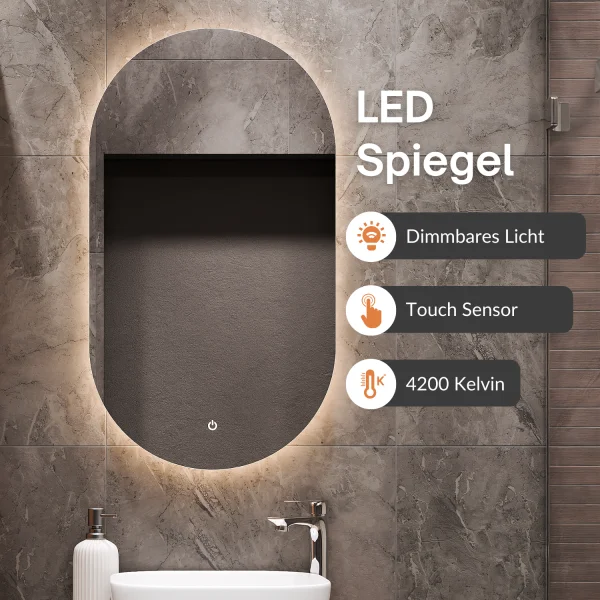 ASTRA Waschtischunterschrank 60 cm mit Midischrank und LED Spiegel