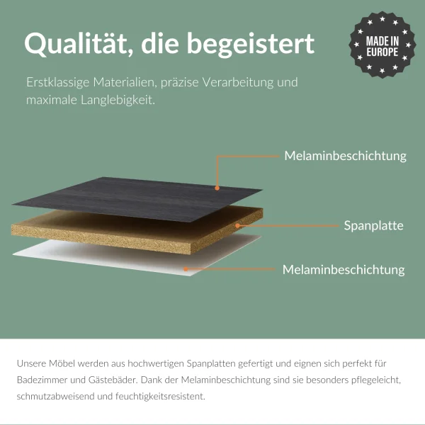 ASTRA Waschtischunterschrank 60 cm mit Midischrank und LED Spiegel