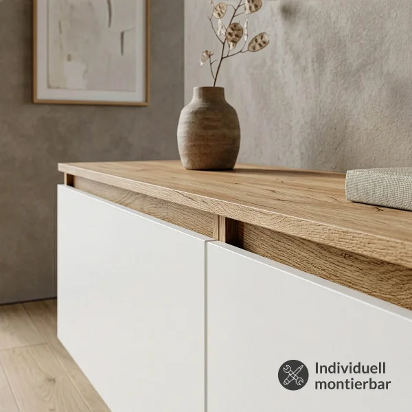 ARISA Living TV Stand, 160 cm, in Gold Oak / White