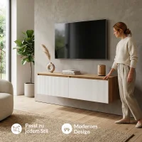 ARISA Living TV Board 160 cm in Gold Eiche / Weiß...