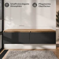 ARISA Living TV Board 160 cm in Gold Eiche /  Schwarz...