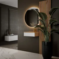 AMYRA Entryway Set 50 cm in Gold Oak / White, AUBE Mirror...