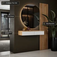 AMYRA Entryway Set 100 cm in Gold Oak / White, AUBE...