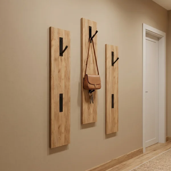 OSSA Wardrobe Panel in Gold Oak, Set of 3