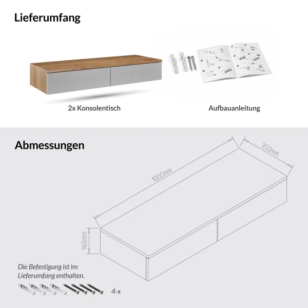 AMYRA TV Konsolentisch 2x 100 cm - hängend