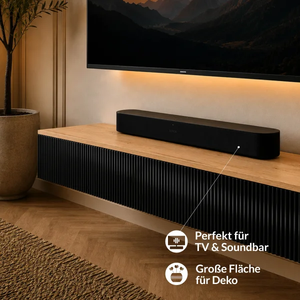 AMYRA TV Konsolentisch 100 cm in Gold Eiche / Schwarz - hängend