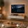 AMYRA TV Console Table, 100 cm, in Gold Oak / White - Wall-Mounted