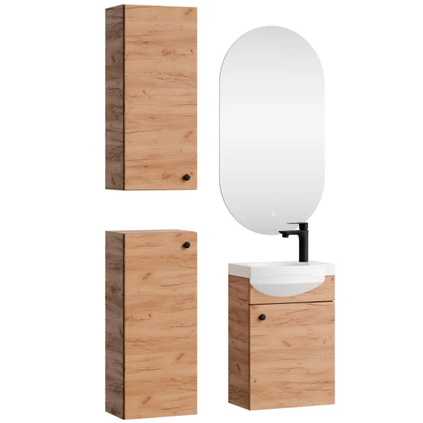 Badmöbel Set 40cm mit Spiegel und zwei Midischränken