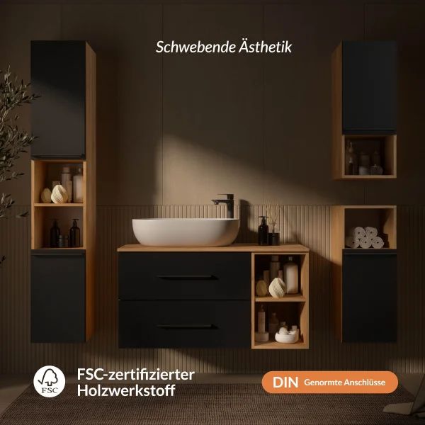 LUX Bathroom Furniture Set, 100 cm or 120 cm, with Sink and Mirror