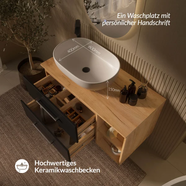 LUX Bathroom Furniture Set, 100 cm or 120 cm, with Sink and Mirror