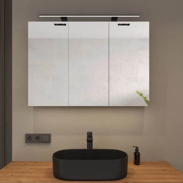 Armadietto a specchio ARIA da 100 cm, con o senza luce, disponibile in diversi colori