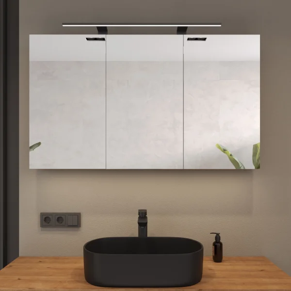 ARIA 120 cm Mirror Cabinet, with or without lighting, available in various colors