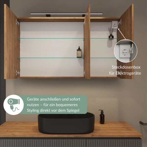 ARIA 120 cm Mirror Cabinet, with or without lighting, available in various colors