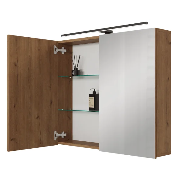 Armadietto a specchio ARIA da 80 cm, con o senza luce, disponibile in diversi colori