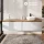 Lavabo doppio ARISA da 160 cm, bianco, con due lavabi da appoggio in ceramica bianca da 42 cm ciascuno