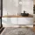 Lavabo doppio ARISA da 160 cm, bianco, con due lavabi da 42 cm ciascuno in ceramica nera