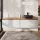 ARISA Double Vanity, 160 cm, in White Ribbed, with two black ceramic countertop sinks, each 42 cm