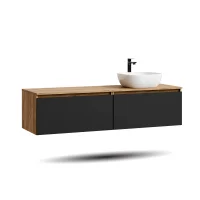 ARISA Double Vanity, 160 cm, in black, with two white...