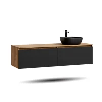 ARISA Double Vanity, 160 cm, in Black, with two black...