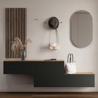Garderobenset aus Flurschrank 2x 140 cm, ovaler Spiegel...