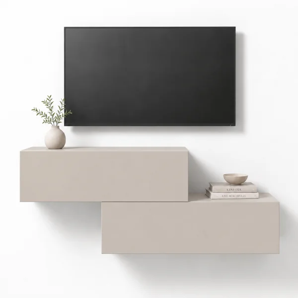 WEST TV Board Set, 2 x 100 cm, in cashmere—can be mounted in a staggered pattern