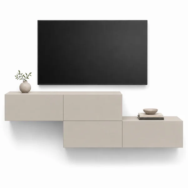 WEST TV Board Set, 2 x 140 cm, in Cashmere—can be mounted in a staggered arrangement