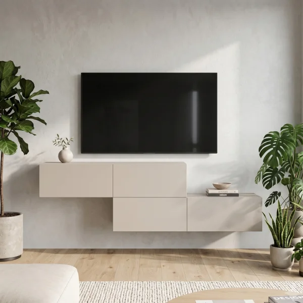 WEST TV Board Set, 2 x 160 cm, in Cashmere—can be mounted in a staggered pattern
