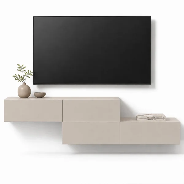 WEST TV Board Set, 2 x 160 cm, in Cashmere—can be mounted in a staggered pattern