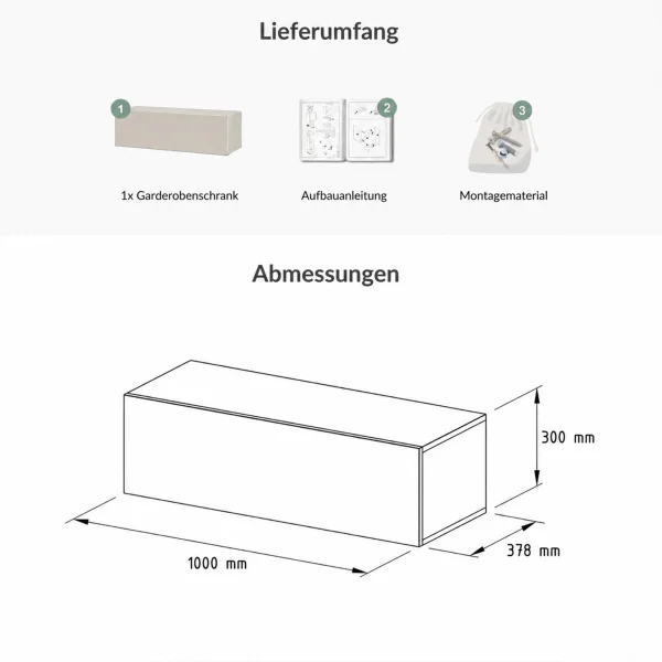 Meubles - Armoire de vestiaire suspendue 100 cm - Cachemire