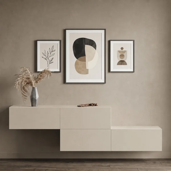 Muebles de pasillo, armario de entrada, armario colgante de 140 cm, doble, color cachemira