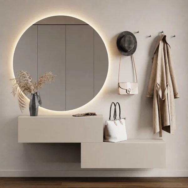 Muebles de pasillo: guardarropa con 2 armarios colgantes de 100 cm en color «Cachemira» y espejo «Nova» de 100 cm