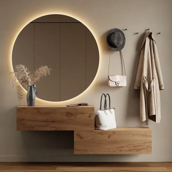 Muebles de pasillo: guardarropa con 2 armarios colgantes de 100 cm en color «Cachemira» y espejo «Nova» de 100 cm