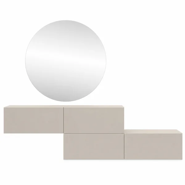 Muebles de pasillo: guardarropa con 2 armarios colgantes de 140 cm en color «Cachemira» y espejo «Nova» de 100 cm