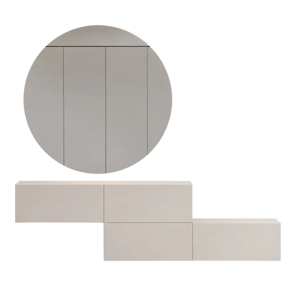 Flur Möbel Garderobe 2x Hängeschrank 140 cm Kaschmir mit Nova Spiegel 100 cm