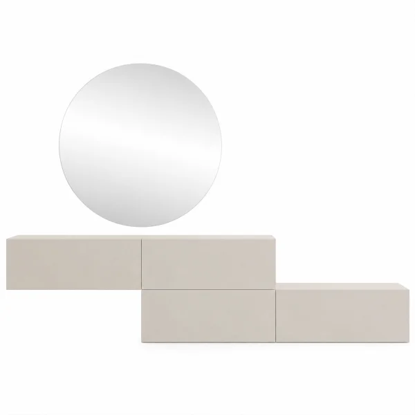 Muebles de pasillo: guardarropa con 2 armarios colgantes de 160 cm en color «Cashmere» con espejo «Nova» de 100 cm