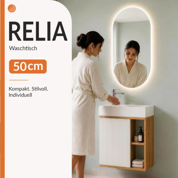 Mueble de lavabo RELIA de 50 cm con espejo LED