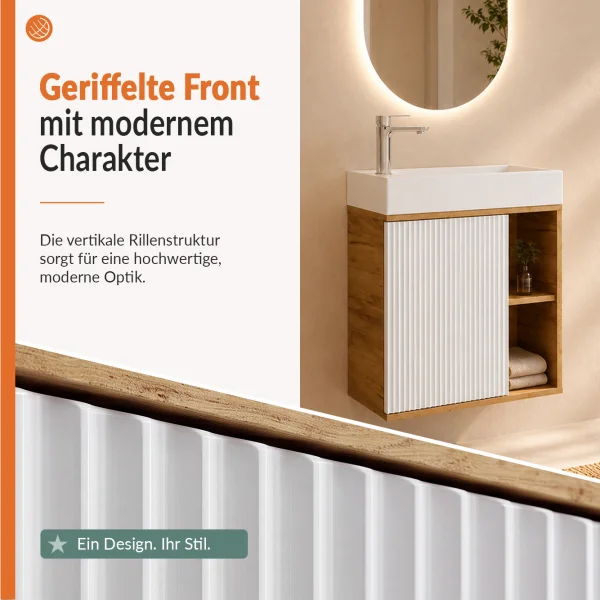 Mueble de lavabo RELIA de 50 cm con espejo LED