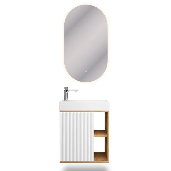 Mueble de lavabo RELIA de 50 cm con espejo LED