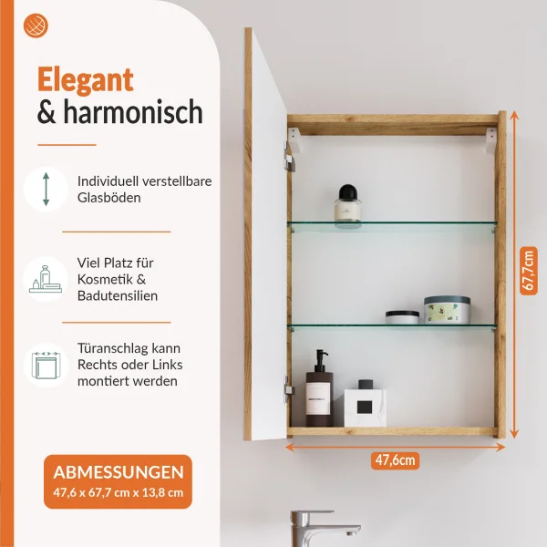RELIA Waschtischunterschrank 50cm mit Spiegelschrank 50 cm