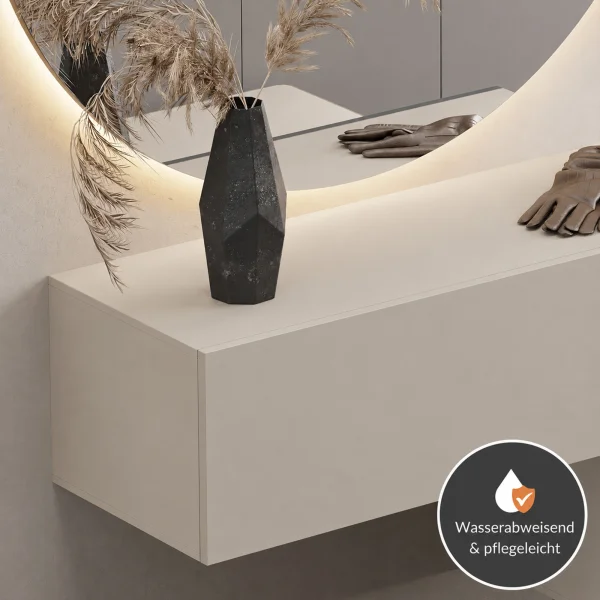 100-cm Hallway Coat Rack with Wall Panels and Mirror, Without LED Lighting, Cashmere