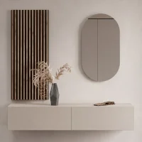 Flurgarderobe 160 cm mit Wandpaneele und Spiegel ohne...