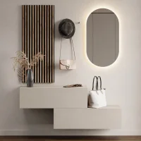Flurgarderobe 2x 100 cm mit Wandpaneele und Spiegel mit...